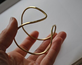 Hammered bronze cuff bracelet, modern bracele