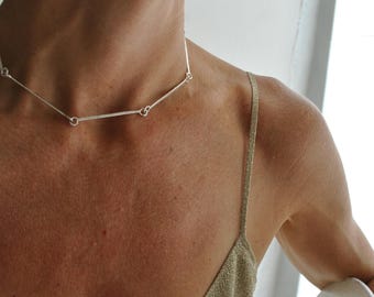 Minimalist hammered necklace, sterling silver