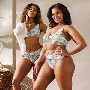 Bridal Highwaisted Bikini Bride Floral Bikini Women&#39;s Flower Bikini Elegant Bikini Sexiest Bikini Pushup Bikini Womens Graphic Bikini Pin Up