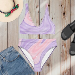 Sexy Women&#39;s Bikini Gift, Cute Women&#39;s Bathing Suit, Women&#39;s Bright Graphic Bikini, Bathing Suits for Women, Recycled High-Waisted Bikini