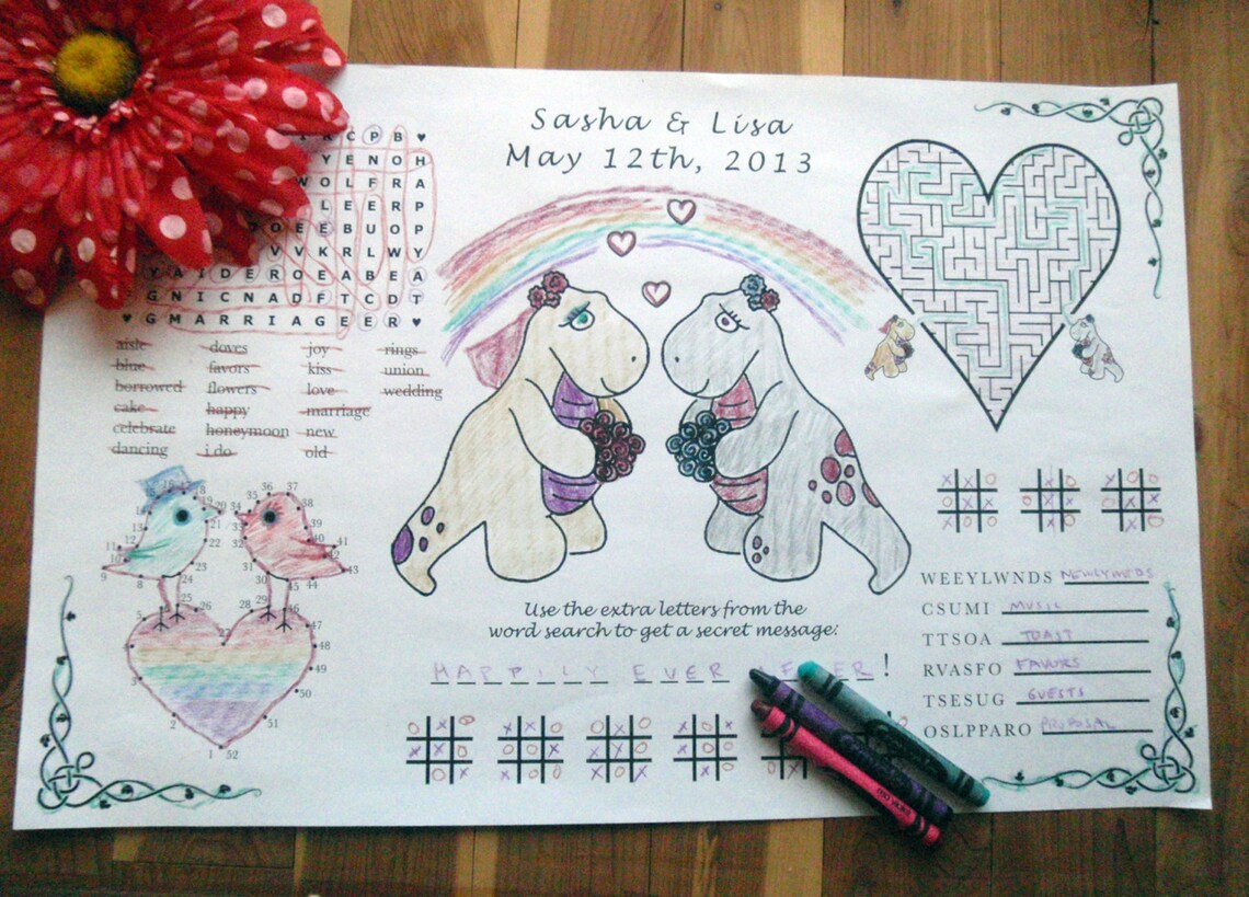 Printable Kids Wedding Activity Page PDF. Customized Favor - Etsy