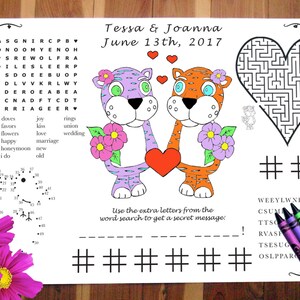 Wedding Activity PDF. Printable at Home. Your Names and Date. You Choose Genders.