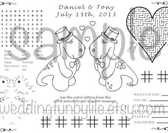 Wedding Activity Page PDF. Kids, Printable at Home. Gay, LGBTQ. Your Names & Date. You Choose Wedding Couple's Outfits.