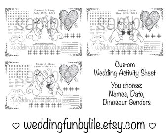 Printable Kids Wedding Activity Page PDF. Customized Favor, Placemat. Your Names and Date. You Choose Wedding Couple's Genders, Print size