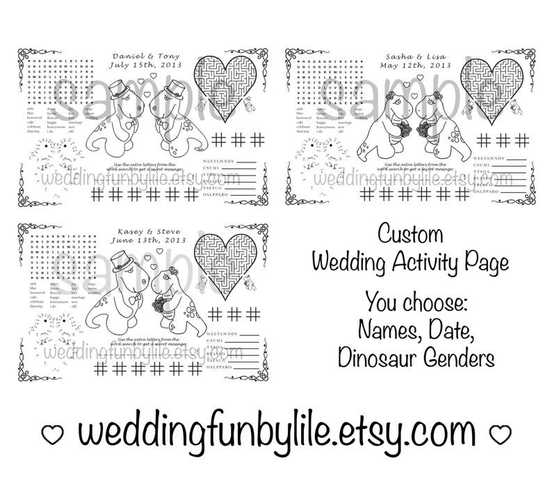 Kids Wedding Activity Placemat PDF. Your Names & Date. Etsy