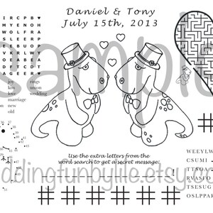 Printable Kids Wedding Activity Page PDF. Customized Favor | Etsy