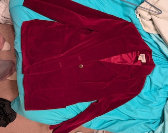 Vintage kastanjebruine velours blazer damesmaat 14, past meer als 8-10