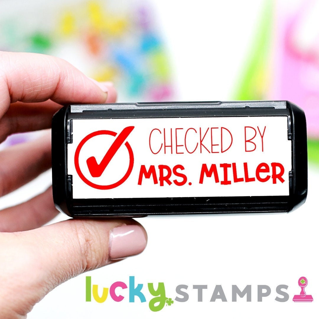 Printtoo Sello De Profesores Personalizados Please Make Correction Productores Sello De Goma De Entintado Automático Que Da Feedback Para Estudiantes Aula Y Suministros De Tareas, Azul - 30 X 30 Mm