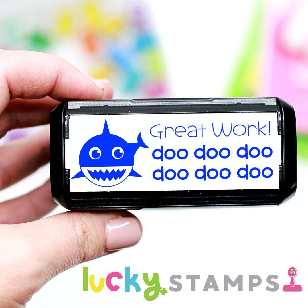 Shark Stamp, Shark Rubber Stamp, Shark Family Selfinking Stamp, Shark