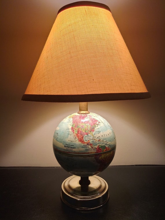 Vintage Replogle Globe Bedside Table Lamp World Escort Series Etsy