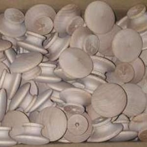 20 Round 1 1/2&quot; Birch WOOD KNOBS*NEW*Unfinished Pulls Cabinet Handles w/ screws