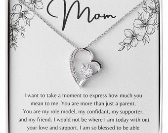 Mother's Day Necklace Gift For Mom, Birthday Gift for Mom, Heart Necklace for Mother, White Gold Yellow Gold, Gift Boxed, Sentimental Gift