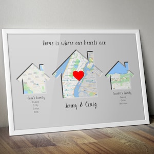 Poster personalizzato con stampa della mappa della casa / Regalo mappa personalizzato, regalo per la casa, regalo per la nuova casa / Grande segno di famiglia unico / Regalo di arte murale di famiglia