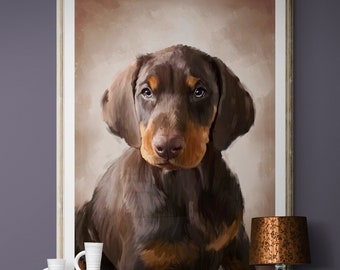 CUSTOM Pet Painting Portrait/ Personalized Pet Painting Print / Oil Painting style Digital painting from your photo / Choose color and style