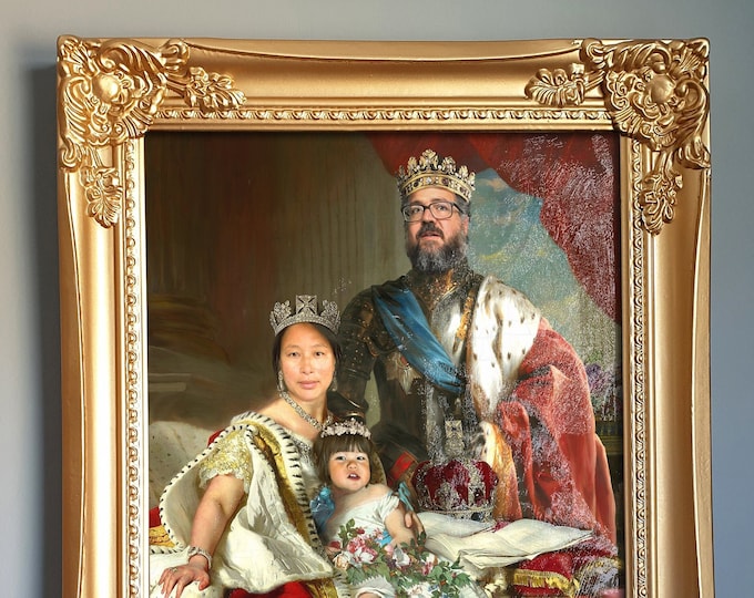 CUSTOM Framed Royal Family Portrait / Personalized family painting / Portrait from your photo / Best Friend Portrait King Queen or Princess