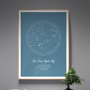 Impression personnalisée de la carte des étoiles / Affiche personnalisée du ciel nocturne, cadeau d’anniversaire en papier, cadeau de couple / Cadeau de fiançailles unique / Art de la carte constellation