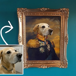 CUSTOM Framed Royal Pet Portrait Painting/ Personalized Regal Style Family Print / digital from your photo / Baroque Frame Prince Princess