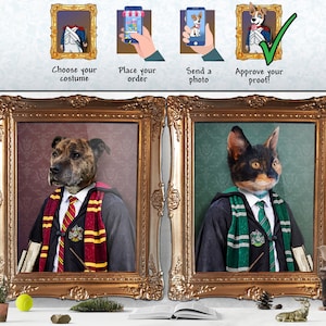 CUSTOM Wizard Pet Portrait Painting/ Personalized Witch or Wizard pet print / Renaissance pawtrait from photo / King Queen witch or wizard