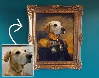 CUSTOM Framed Royal Pet Portrait Painting/ Personalized Regal Style Family Print / digital from your photo / Baroque Frame Prince Princess