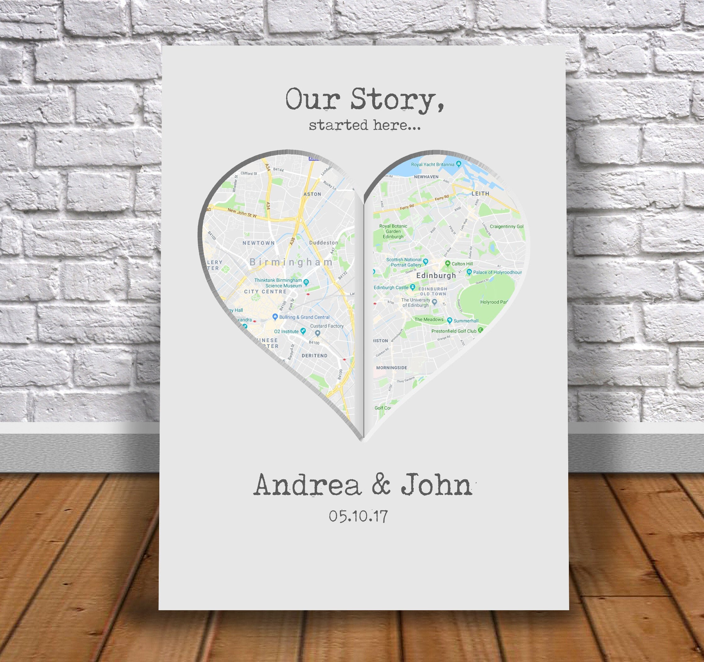 Custom Heart Map Personalized Heart Map Print Poster / Custom Map Gift, Paper ...