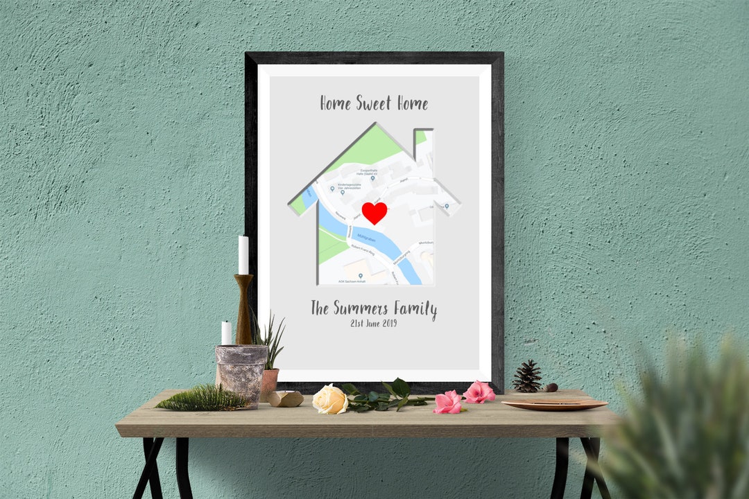 Personalized House Map Print Poster / Custom Map Gift, Housewarming ...