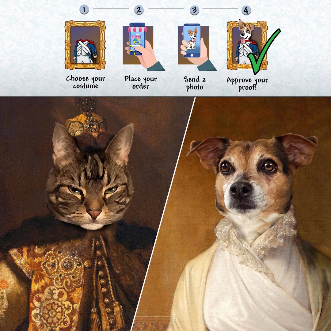 CUSTOM Royal Pet Portrait Painting / Personalized Regal Style Family ...