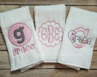 monogrammed burp cloths