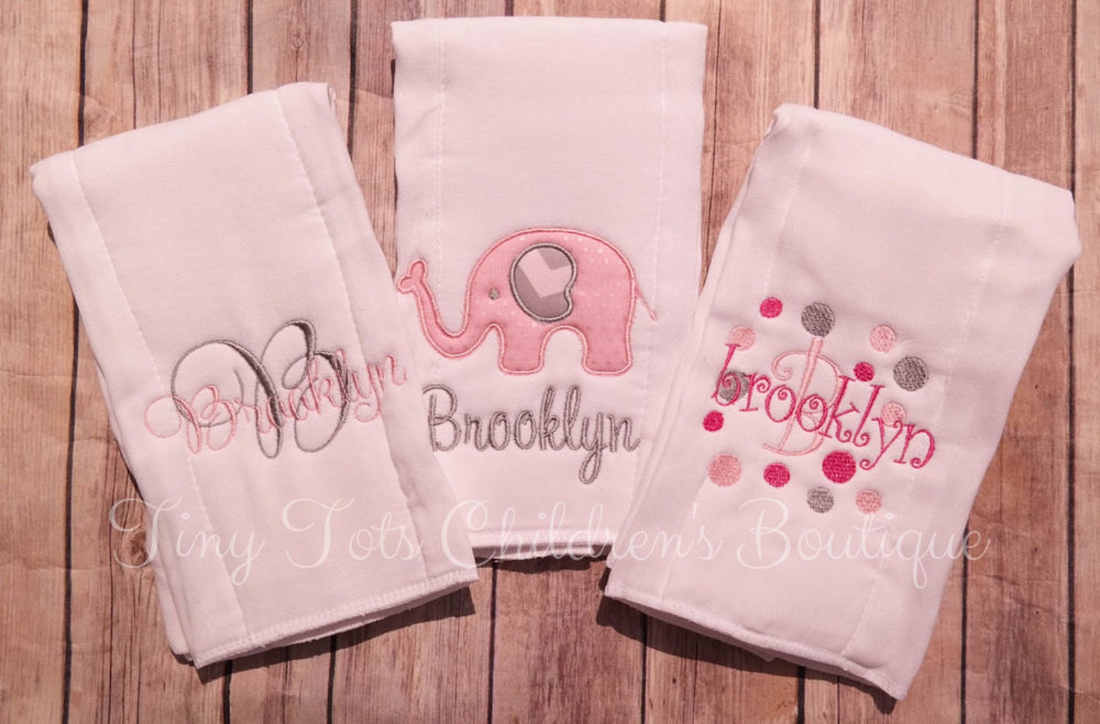 Girl Burp Cloth Set Set of 3 Personalized Burp Cloths Etsy