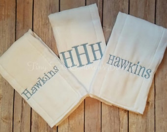 Set of 3 Personalized Boy Burp Cloths - Embroidered Burp Cloth Set - Monogram Burp Cloth - Newborn - Baby - Baby Shower Gift - Baby Boy