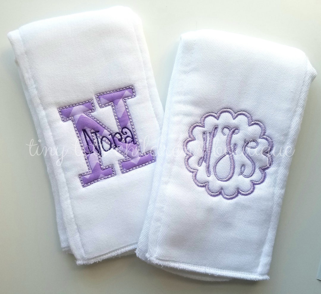 Set of 2 Personalized Burp Cloths Embroidered Burp Cloth Set Etsy