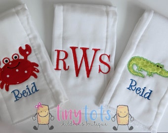 Personalized burp cloth set - Newborn - Baby Boy Embroidered Burp Cloth - Monogram Burp Cloth - Burp Cloth Set - Baby Shower Gift