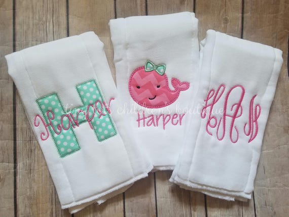 Personalized Embroidered Burp Cloth monogrammed