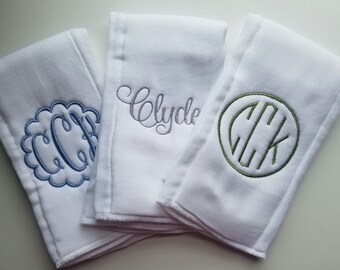 Personalized Burp Cloth Set of 3 – Embroidered Baby Shower Gift