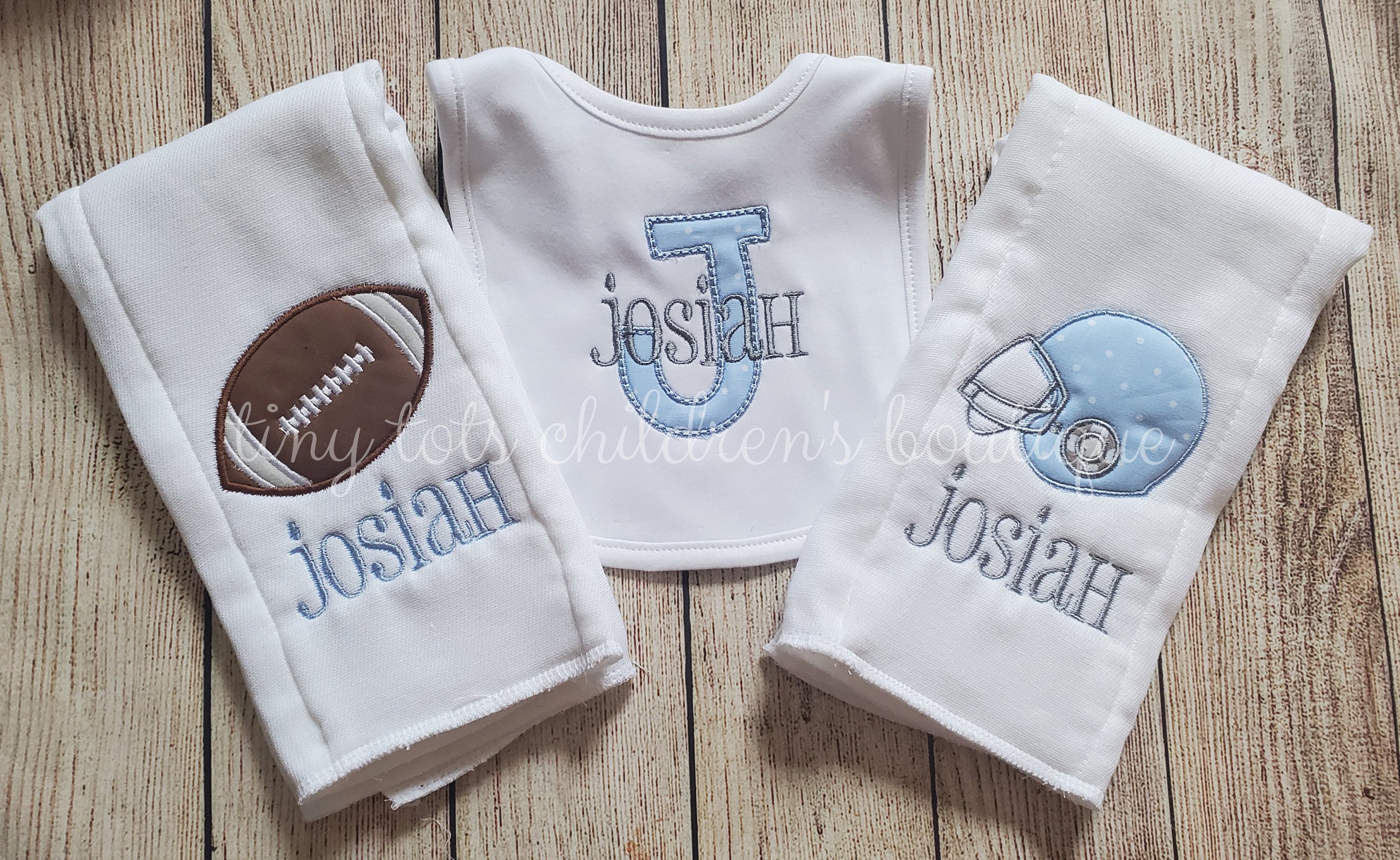 New Personalized set of 2 Burp Coths Baby Gift Embroidered Boys 