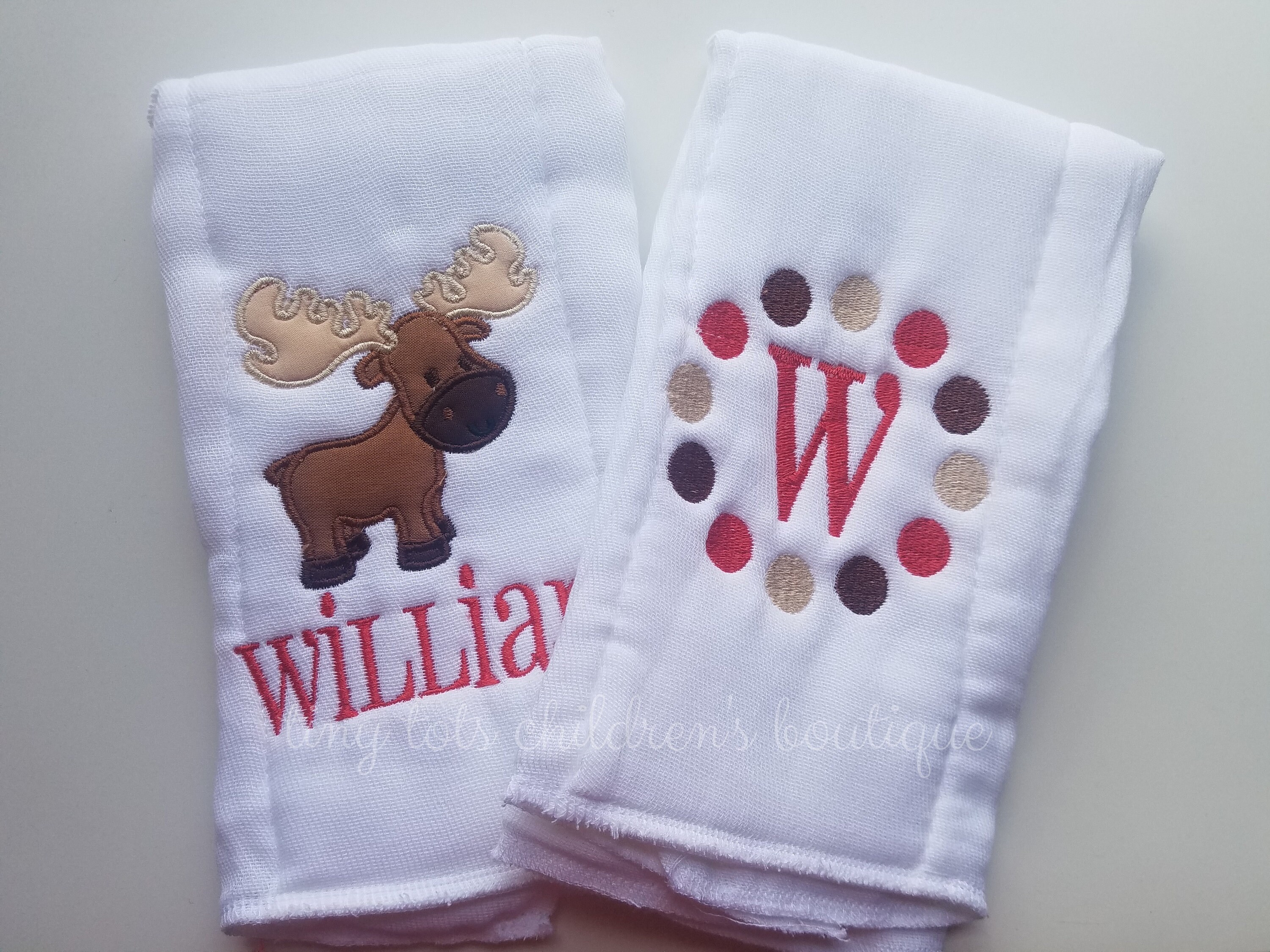 Set of 2 Personalized Burp Cloths Animal Embroidered Burp Etsy UK