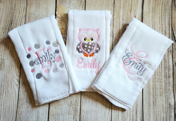 monogrammed baby burp cloths