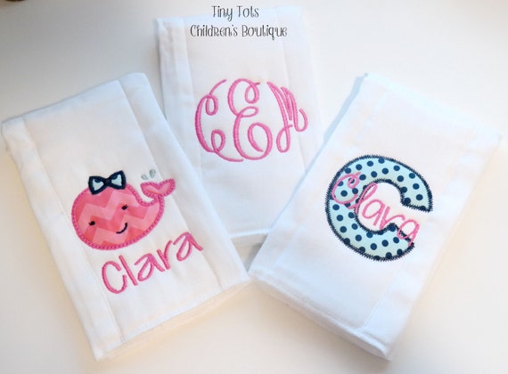 Monogrammed Burp Cloth, Baby Gift Set, Girls Burp Cloths