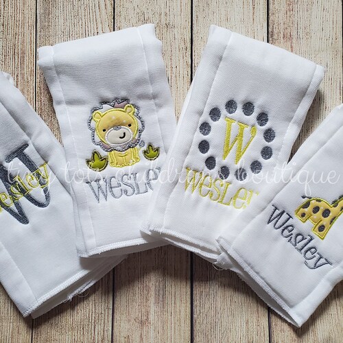 Set of 5 Personalized Burp Cloths Boy Embroidered Burp Etsy