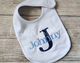 Personalized Baby Boy Bib - Monogram Bib - Embroidered Bib - Newborn - Baby Shower Gift - Baby Boy - Monogrammed - Custom Bib - Initial