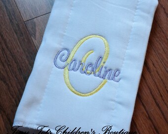 Personalized Baby Girl Burp Cloth - Embroidered Baby Girl Burp Cloth - Newborn - Initial Burp Cloth - Name Burp Cloth - Baby Shower