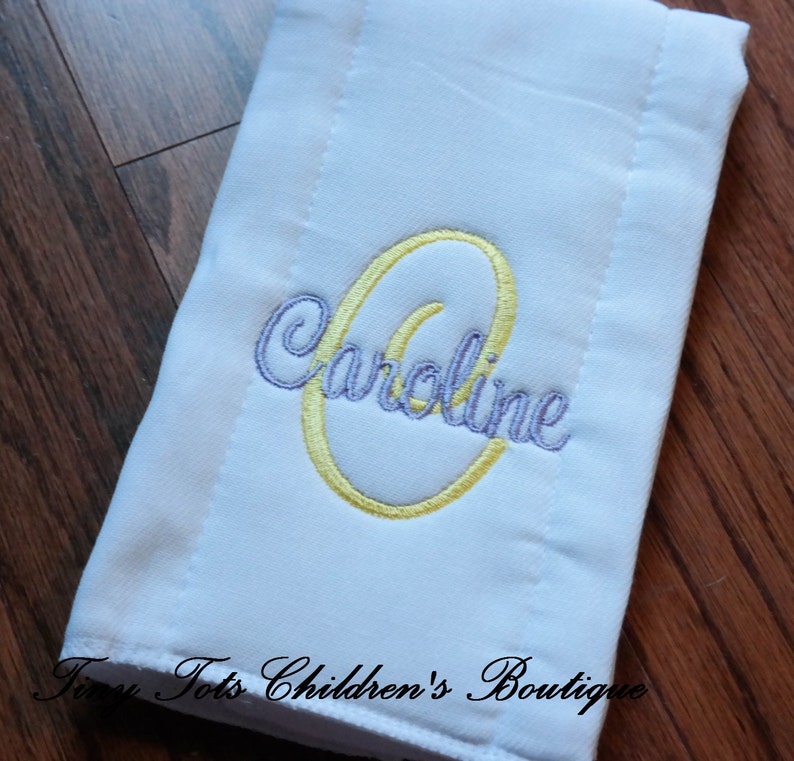 Personalized Baby Girl Burp Cloth Embroidered Baby Girl Burp Cloth Newborn Initial Burp Cloth Name Burp Cloth Baby Shower image 1