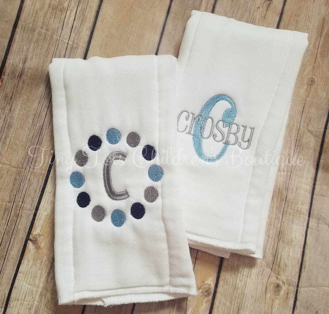 Set of 2 Embroidered Burp Cloths Boy Burp Cloths Newborn Etsy