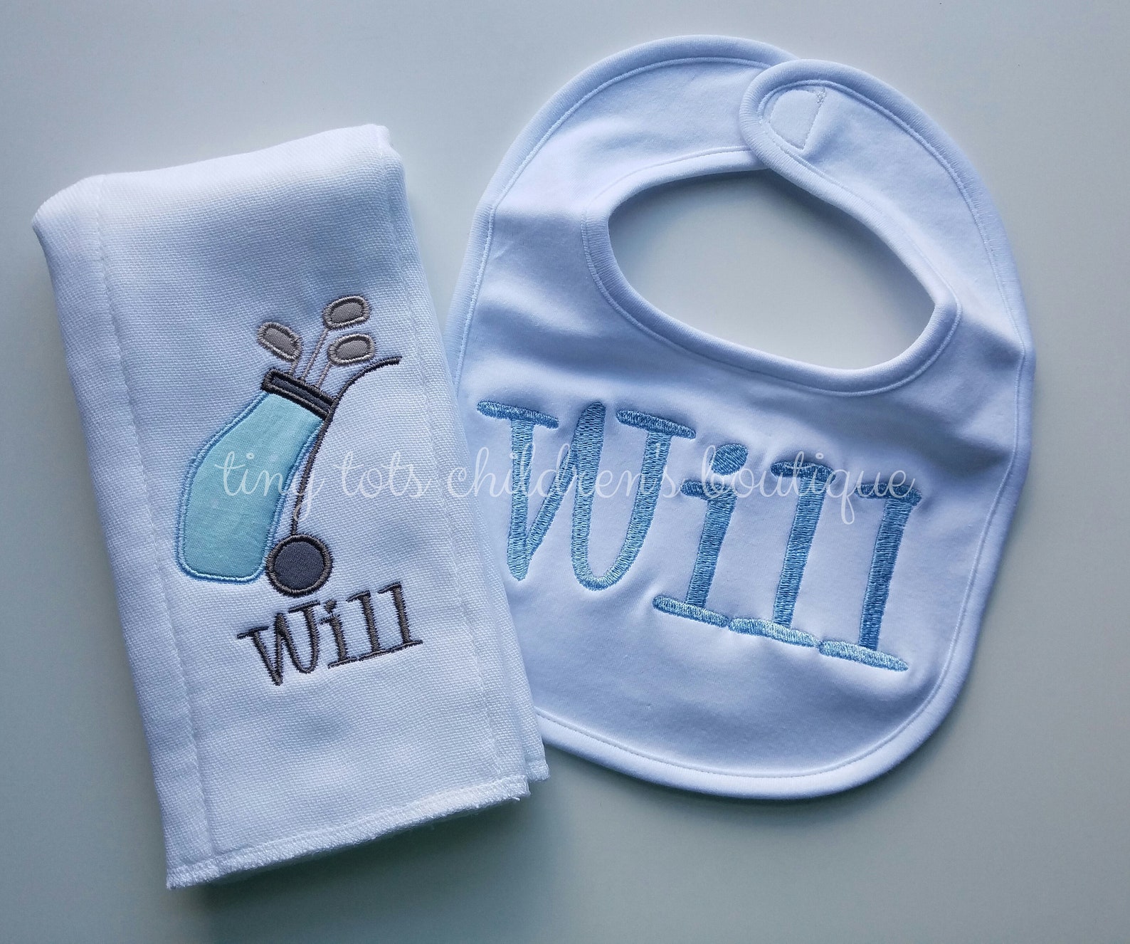 Knit Bib & Burp Cloth Set - Various Colors