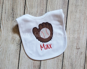 Personalized Bib - Monogram Bib - Boy Bib - Embroidered Applique Bib - Bib - Boy - Baseball Bib - Newborn - Baby Shower Gift - Custom bib