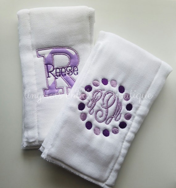 Set of 2 Custom Embroidered Burp Cloths