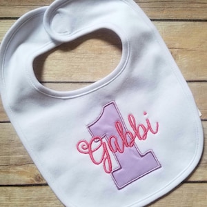 Personalized First Birthday Bib - Embroidered Birthday Bib - Girl - First Birthday - Bib - Embroidered - Personalized