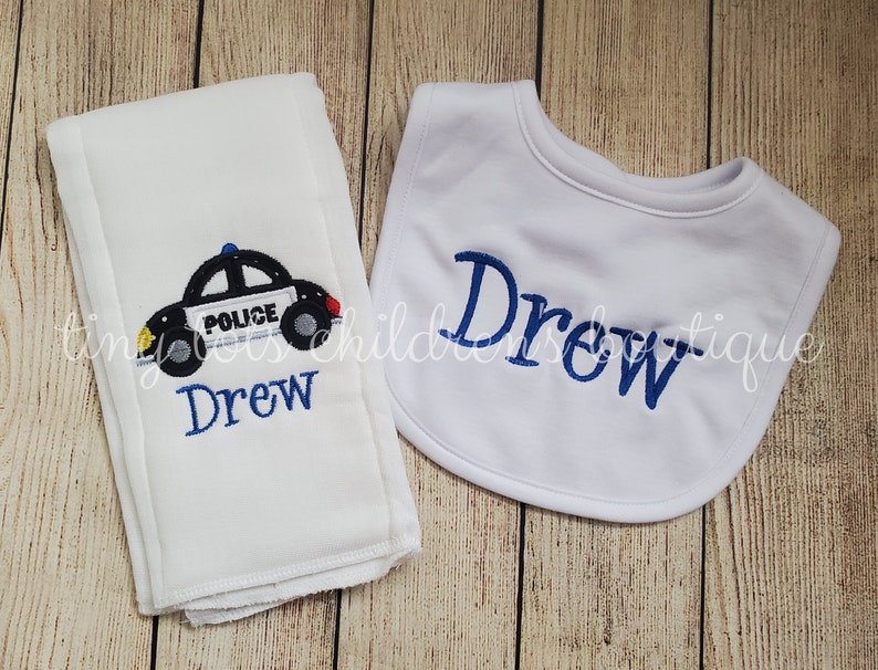 Personalized Baby Boy Bib and Burp Cloth Set Embroidered Bib Etsy