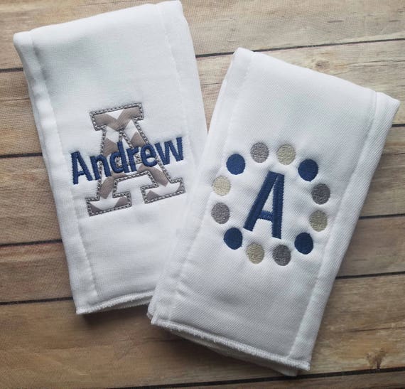 Set of 2 personalized burp cloths 