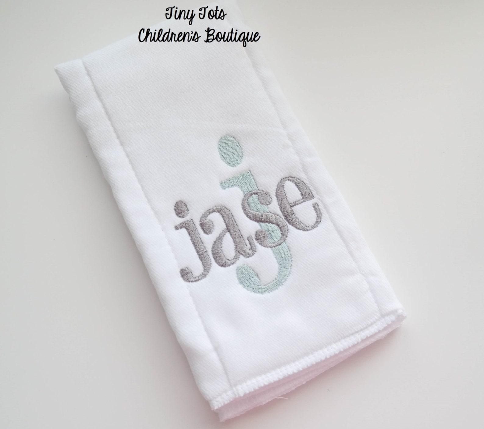 Personalized Baby Boy Burp Cloth Blue and Gray Embroidered Etsy