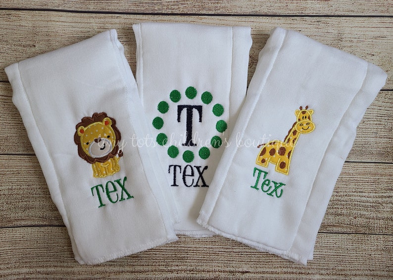 Set of 3 Personalized 6ply Burp Cloths Baby Boy Burp Cloth Etsy